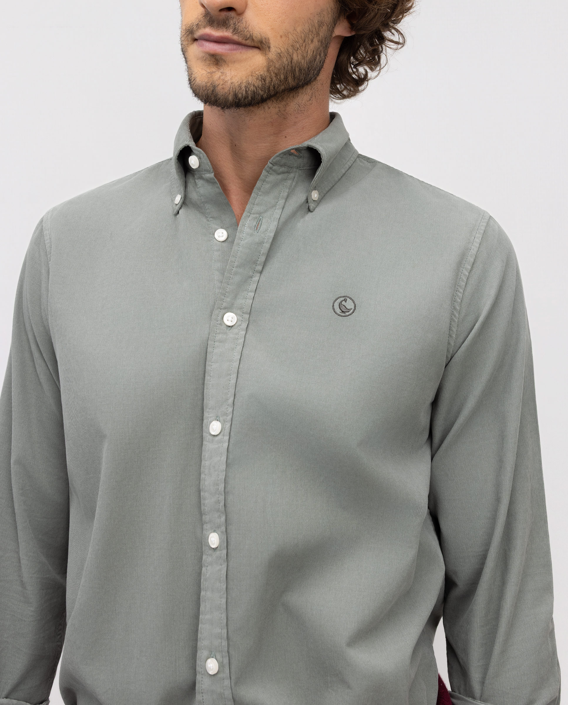 Camisa de Bombazina Garment Dyed Verde-1
