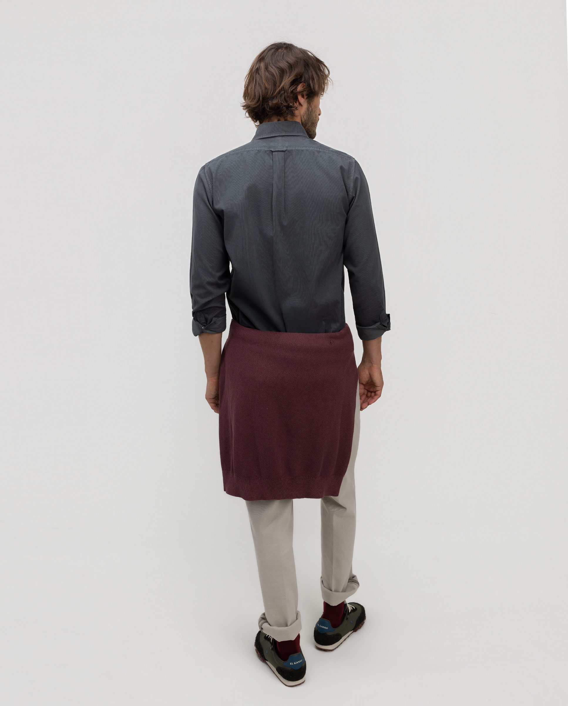 Camisa de Bombazina Garment Dyed Cinzento-4