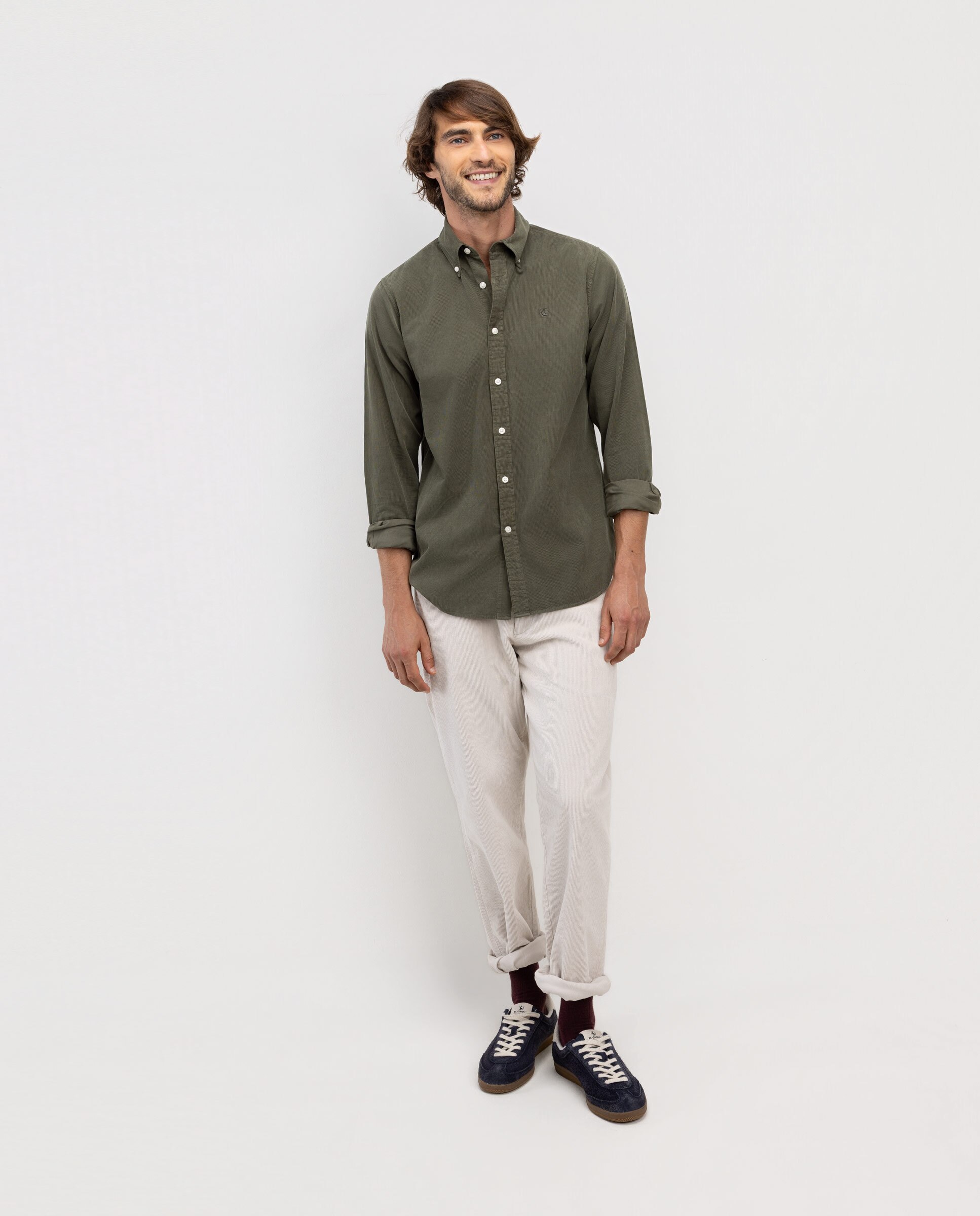 Camisa de Bombazina Garment Dyed Verde-escuro-2