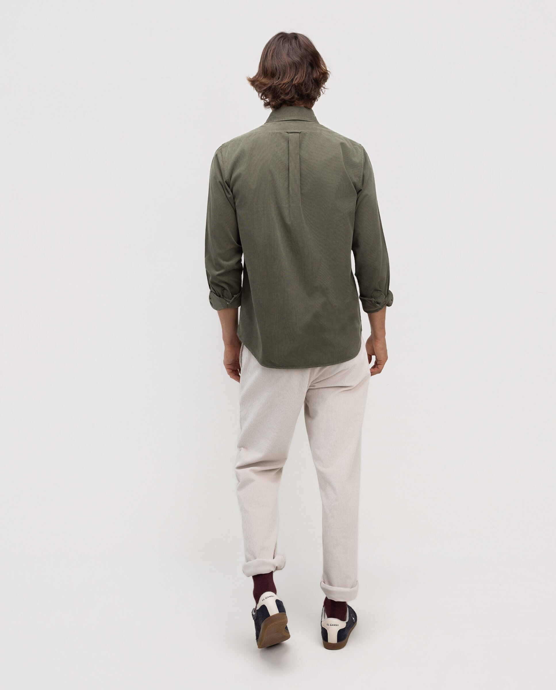 Camisa de Bombazina Garment Dyed Verde-escuro-4