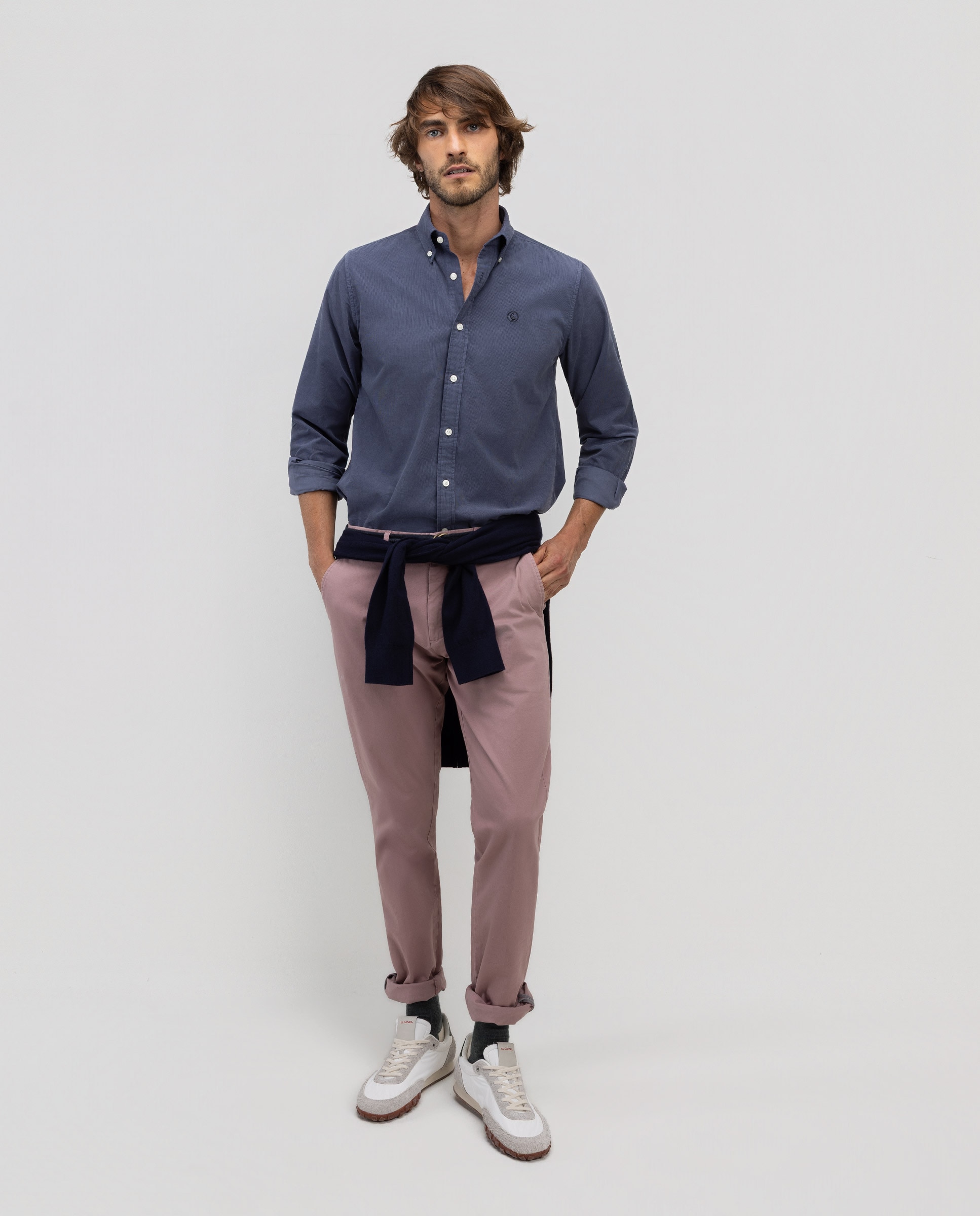 Camisa de Bombazina Garment Dyed Azul-marinho-2