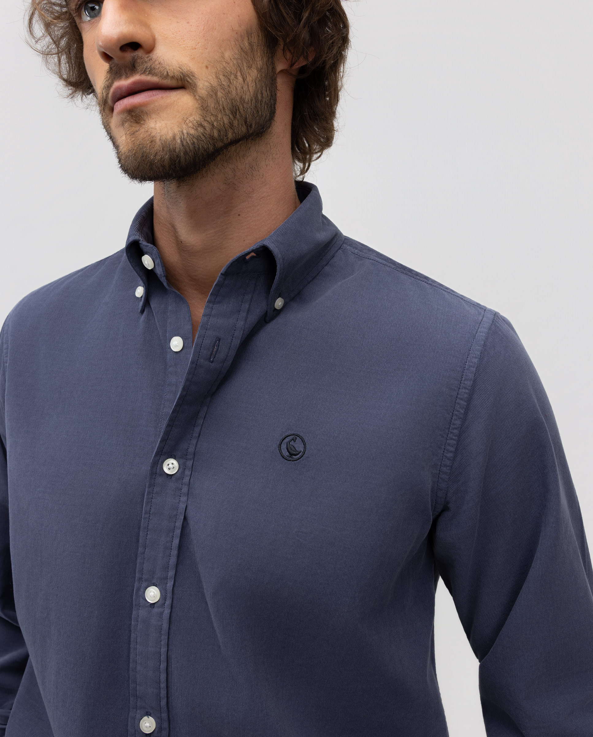 Camisa de Bombazina Garment Dyed Azul-marinho-3