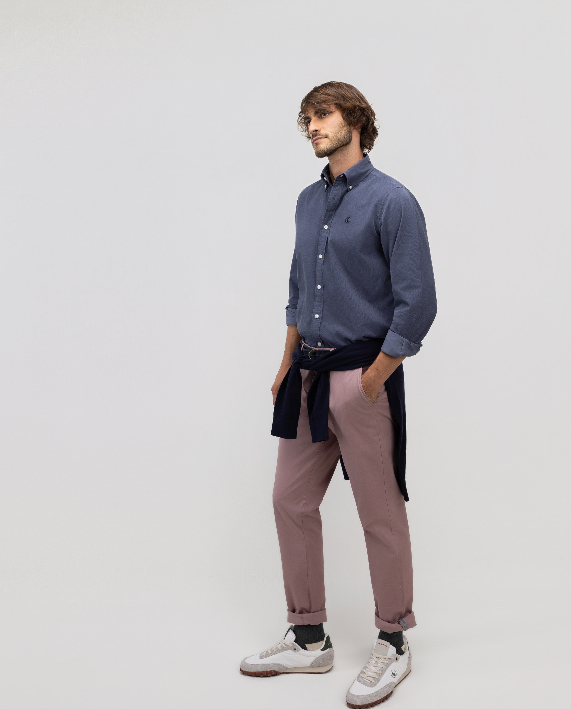 Camisa de Bombazina Garment Dyed Azul-marinho-4