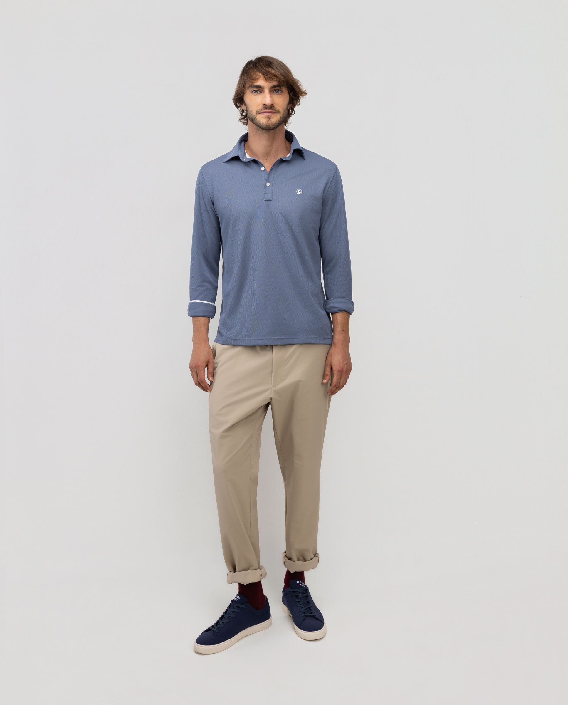 Polo de Manga Comprida Sepiia Azul-2