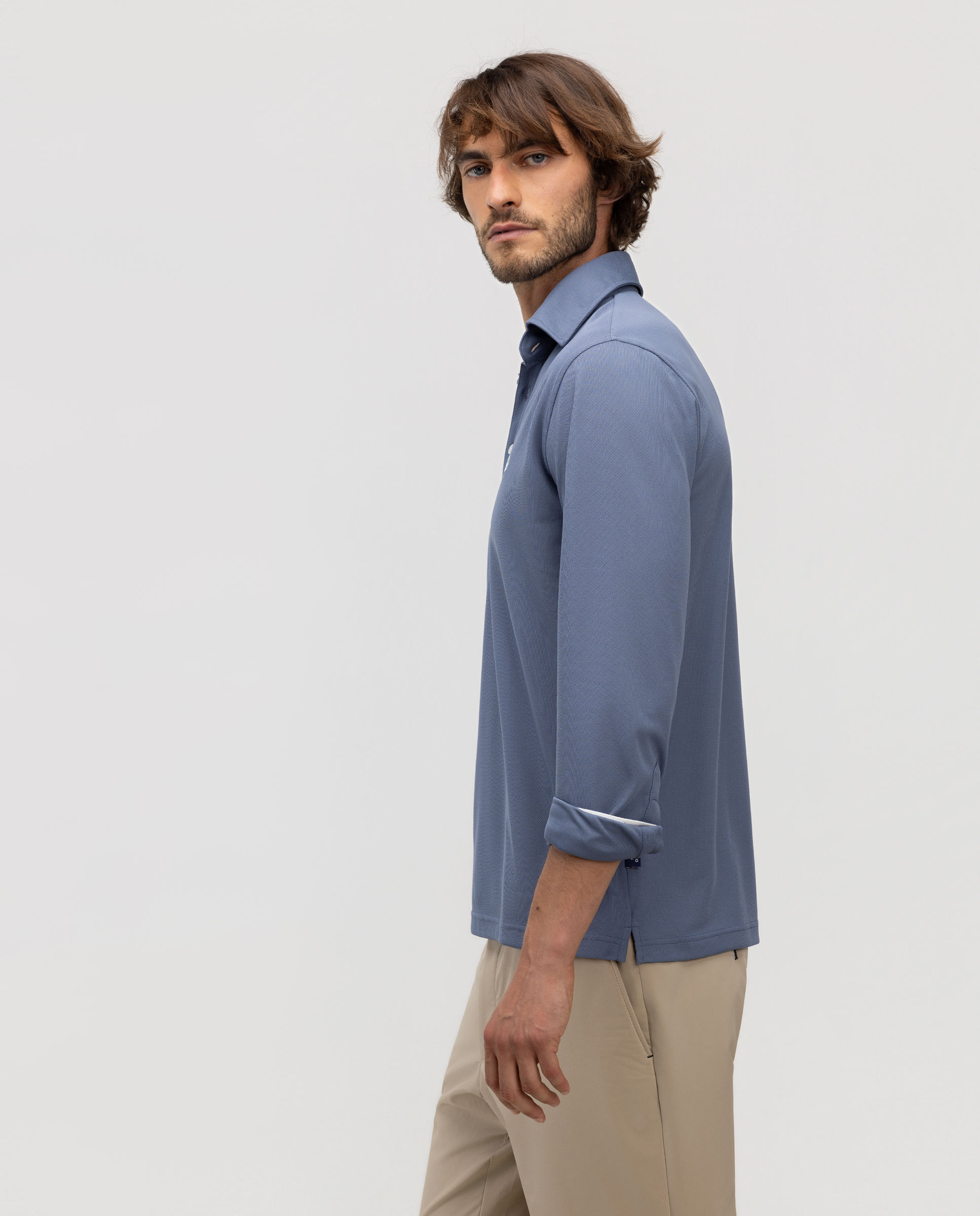 Polo de Manga Comprida Sepiia Azul-3