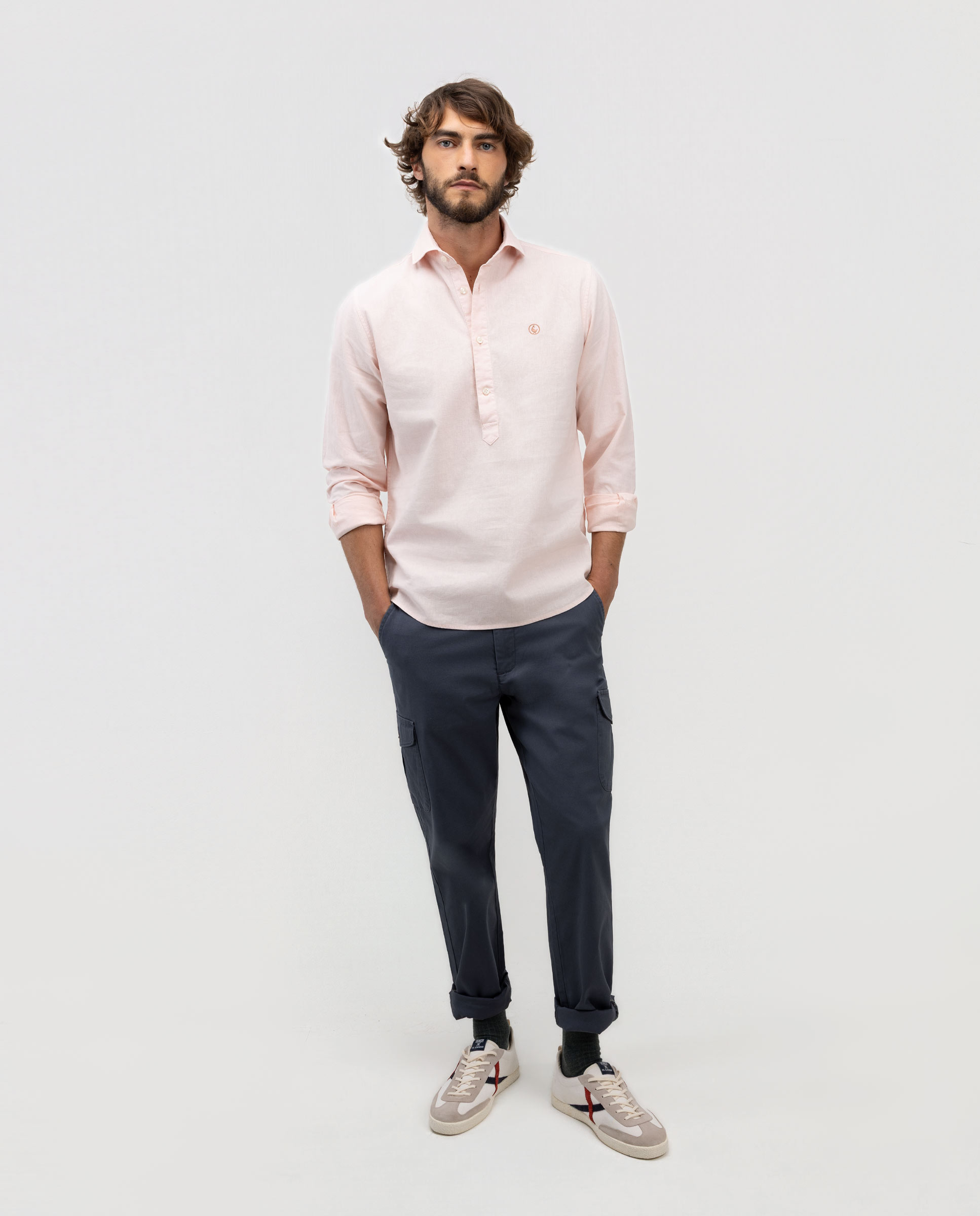Camisa Polo de Algodão e Linho Grená-2