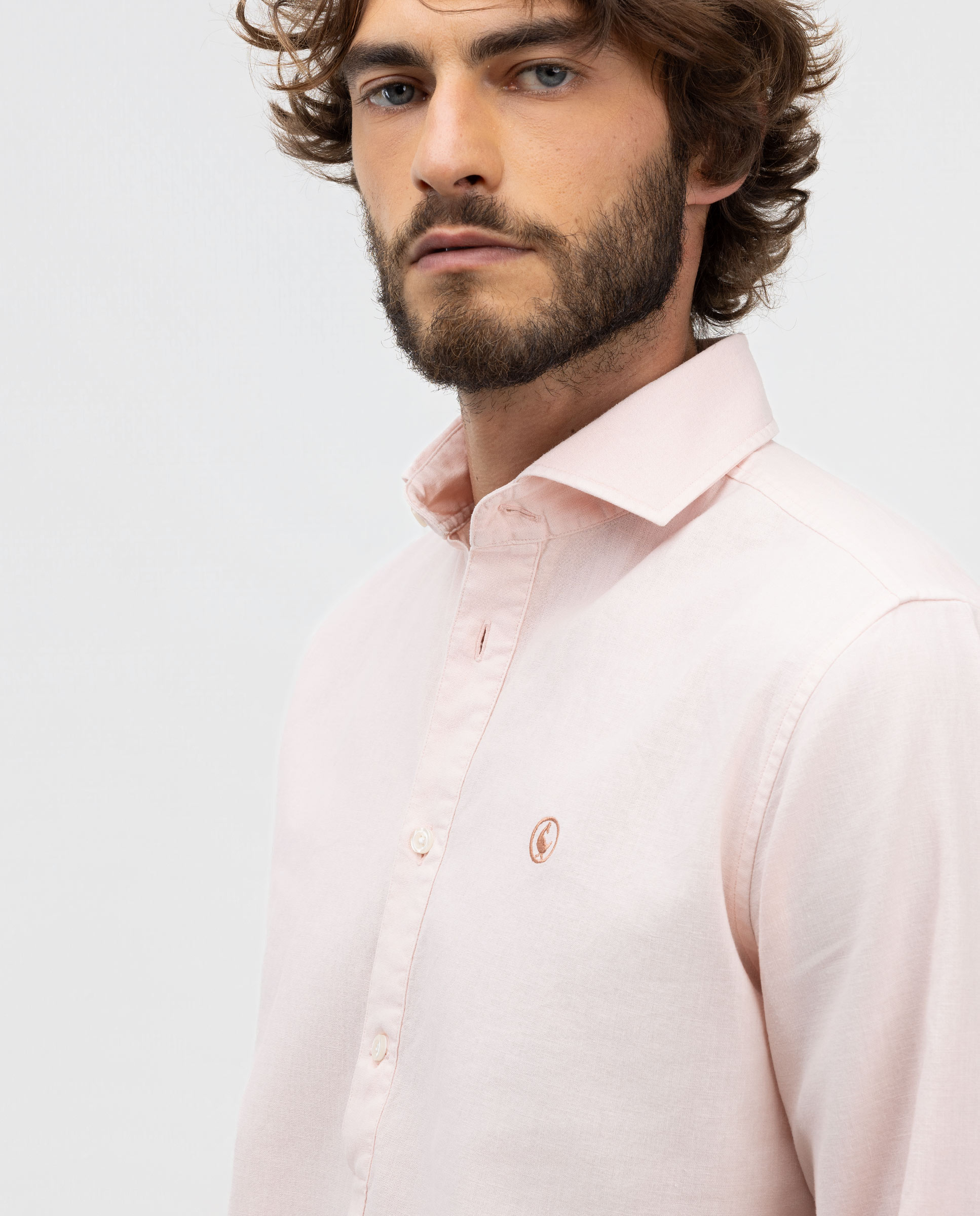 Camisa Polo de Algodão e Linho Grená-3