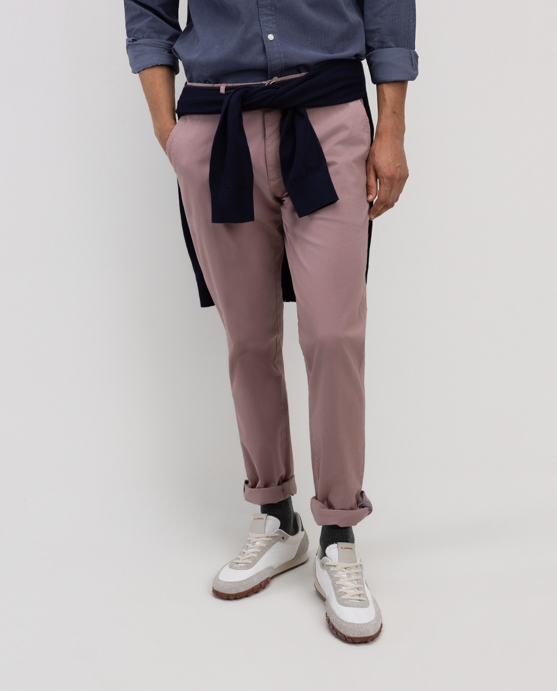 Calças Chino Slim Rosa-2