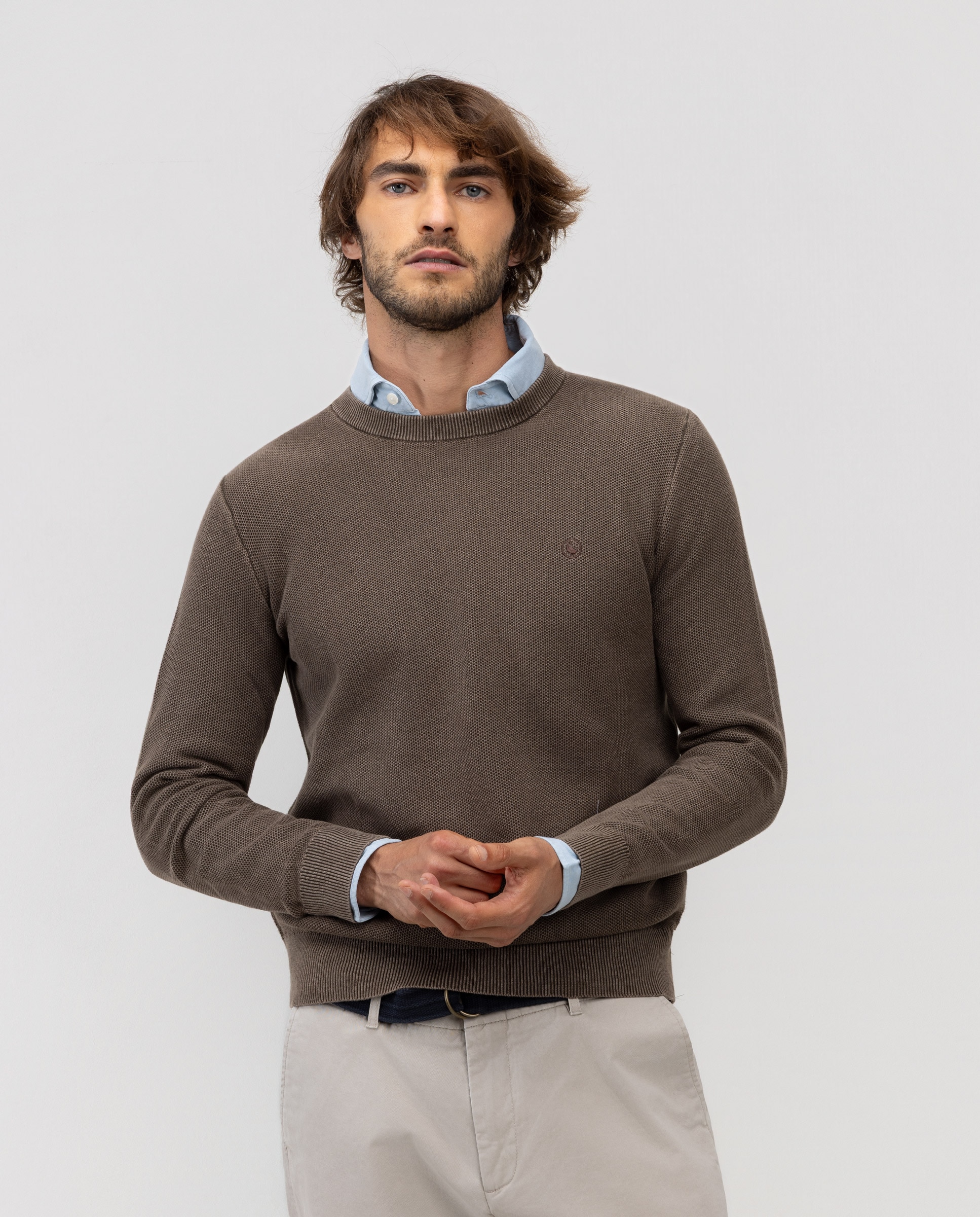 Camisola com Estrutura Garment Dyed Taupe-1