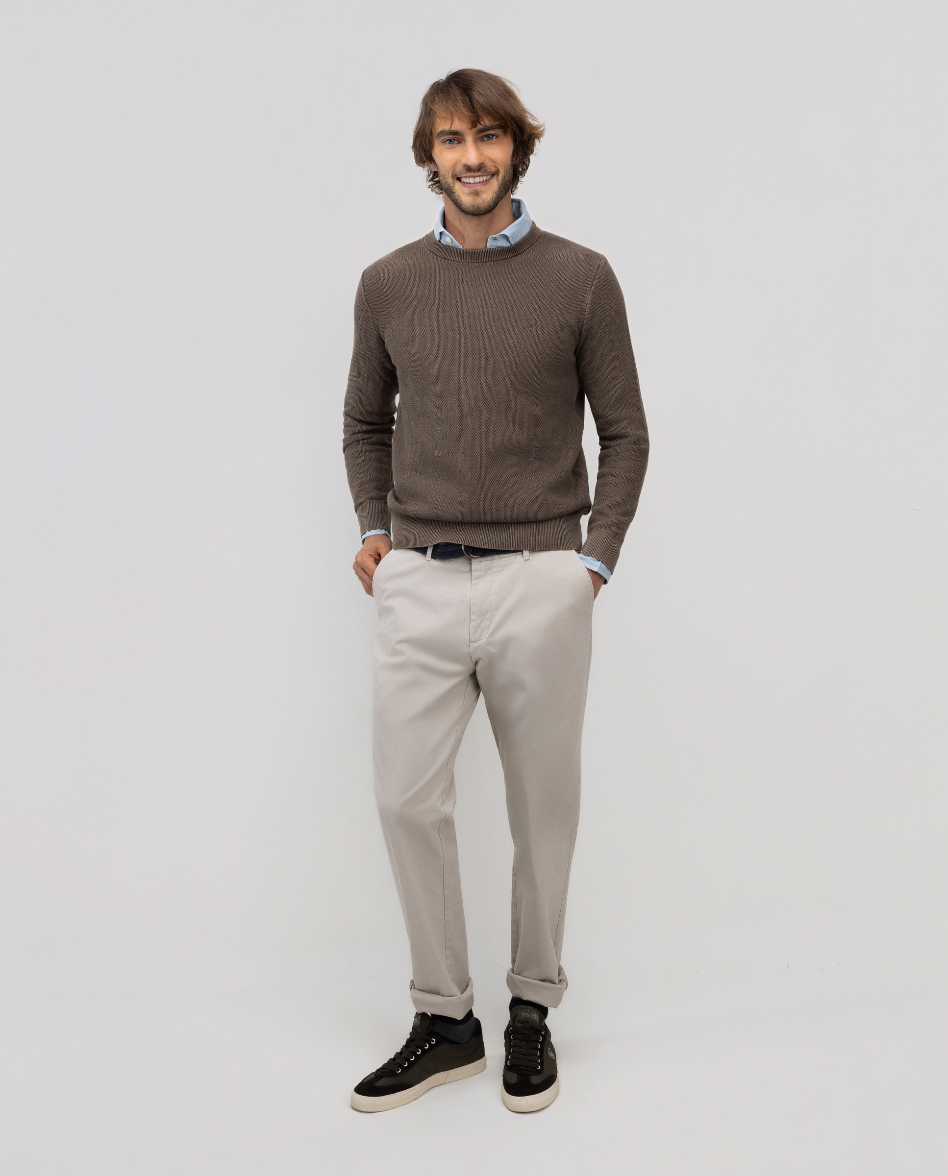 Camisola com Estrutura Garment Dyed Taupe-2