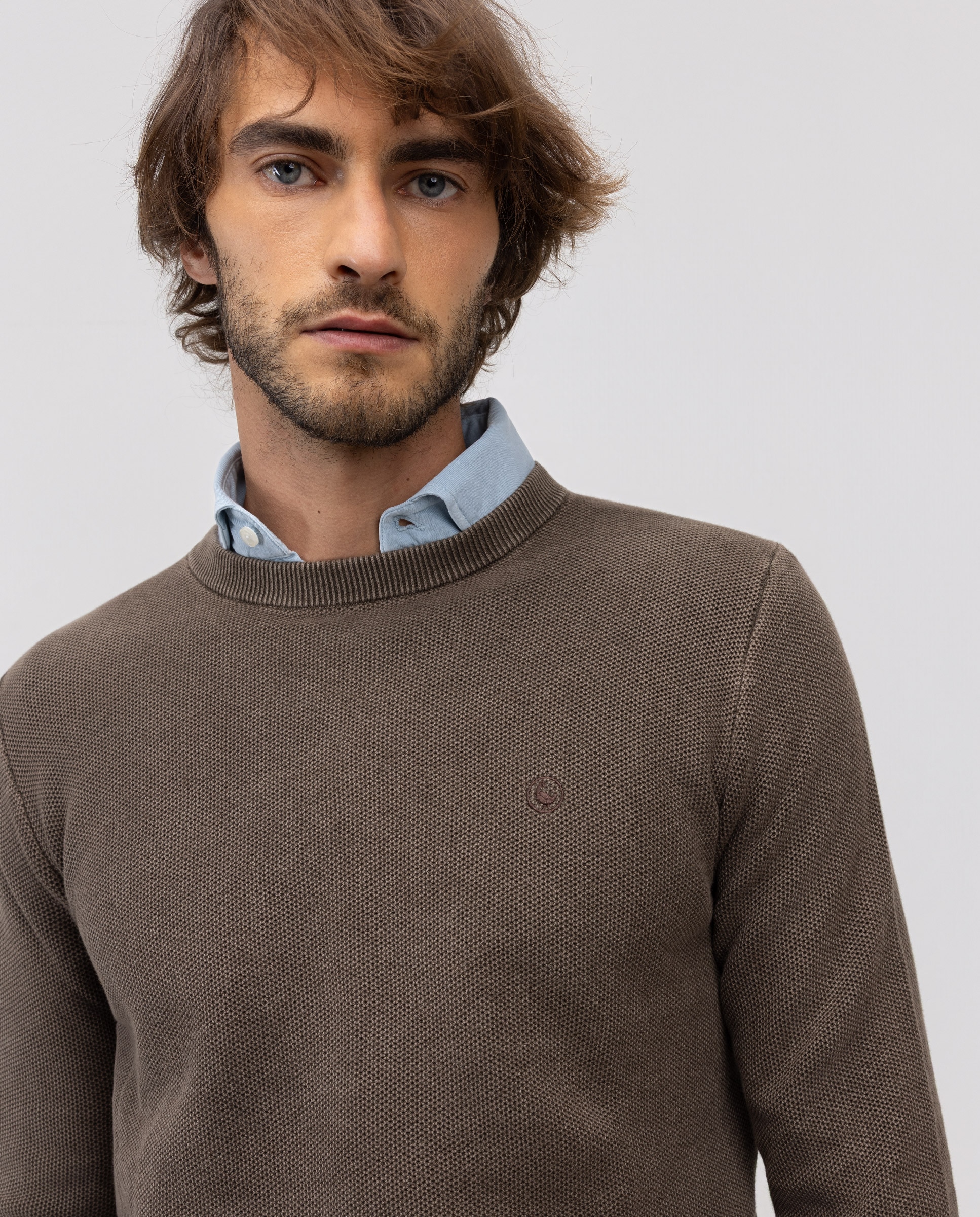 Camisola com Estrutura Garment Dyed Taupe-3