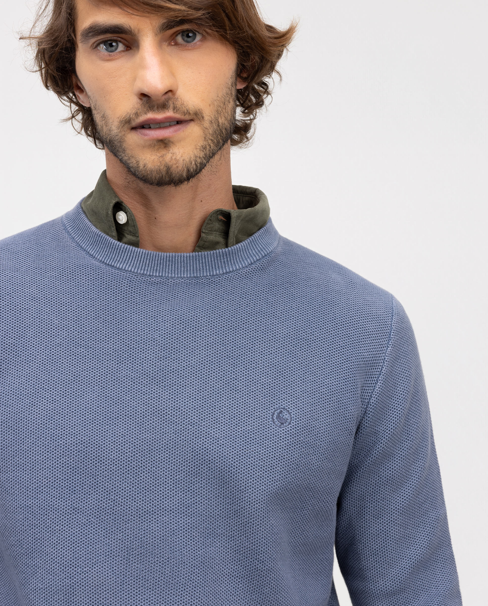 Camisola com Estrutura Garment Dyed Azul-3