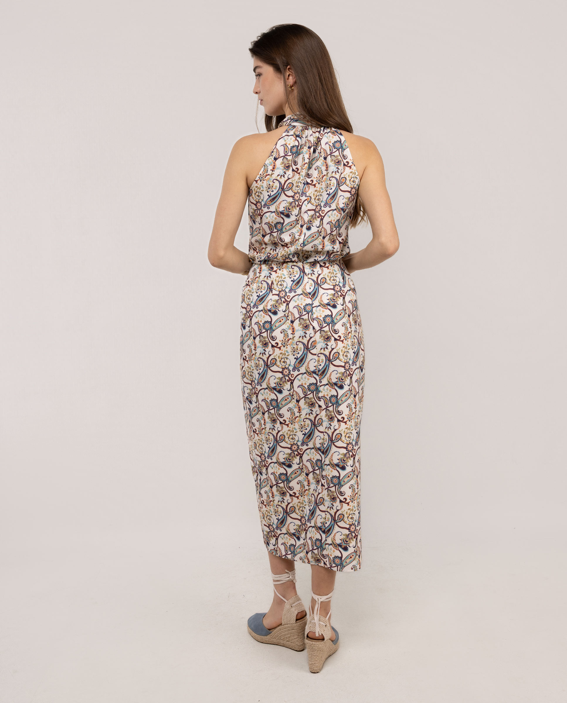 Saia Midi Estampada Simone Natural-4