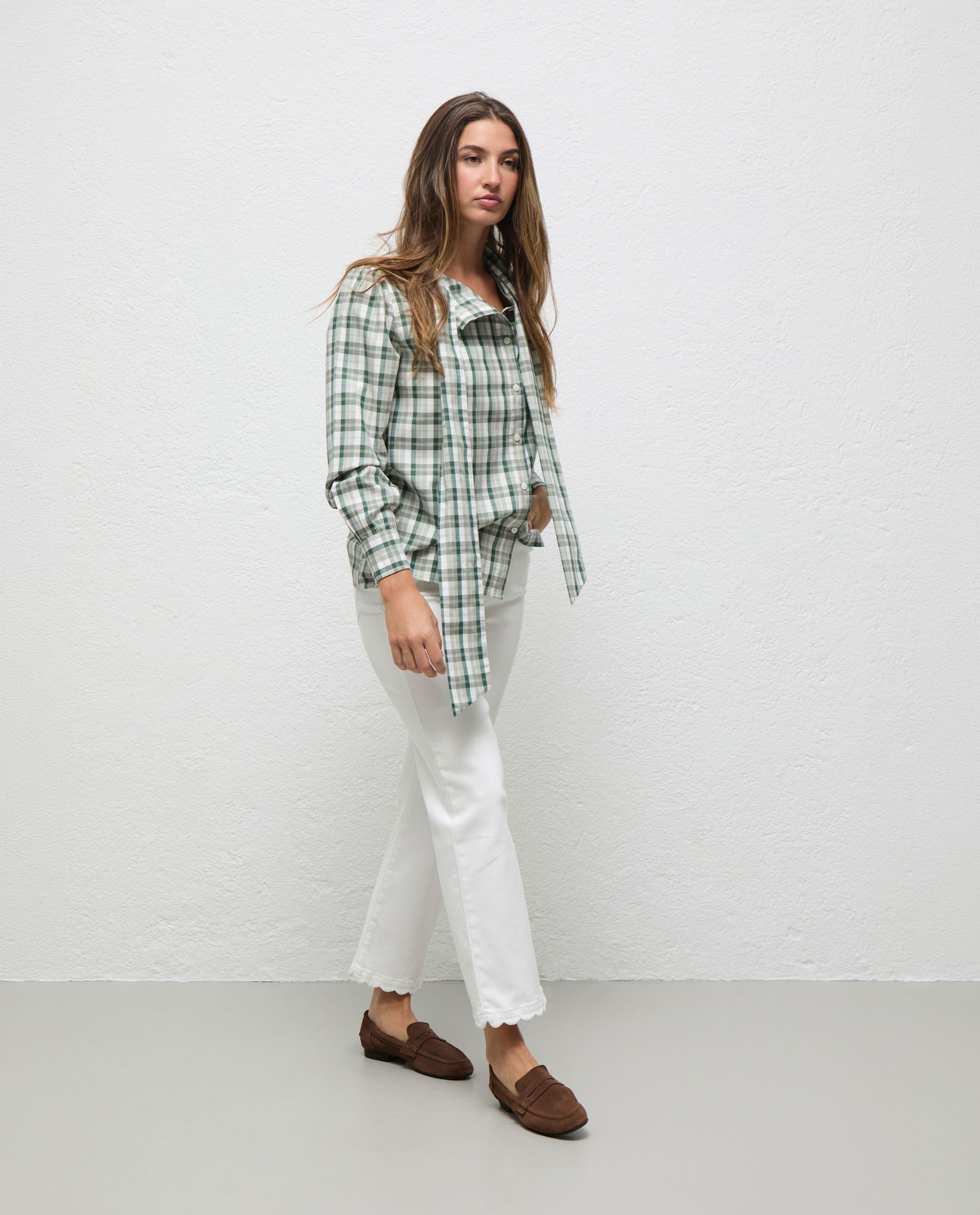 Camisa Aos Quadrados Federica Verde-4