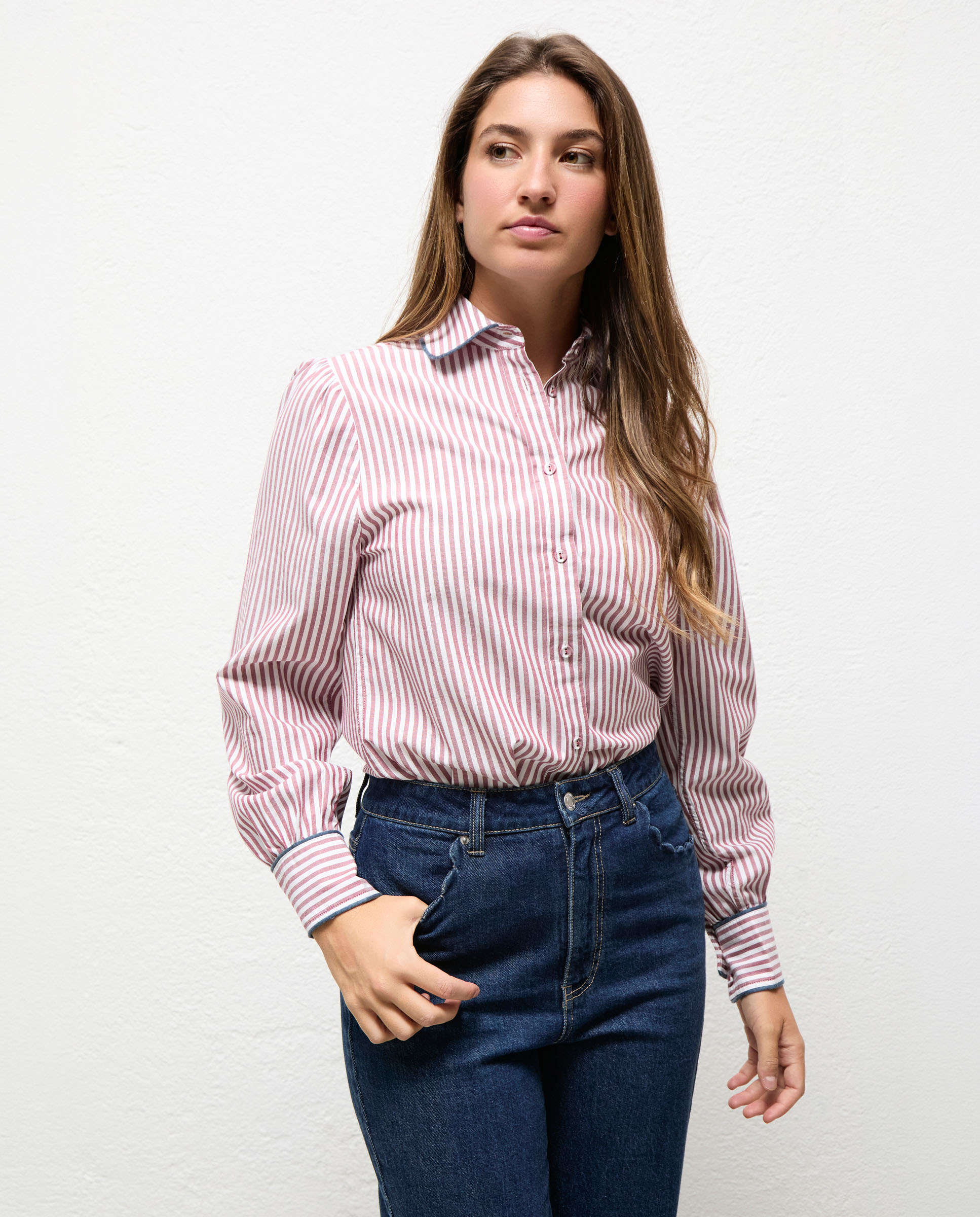 Imagem 0 de Camisa Às Riscas em Contraste Sabine