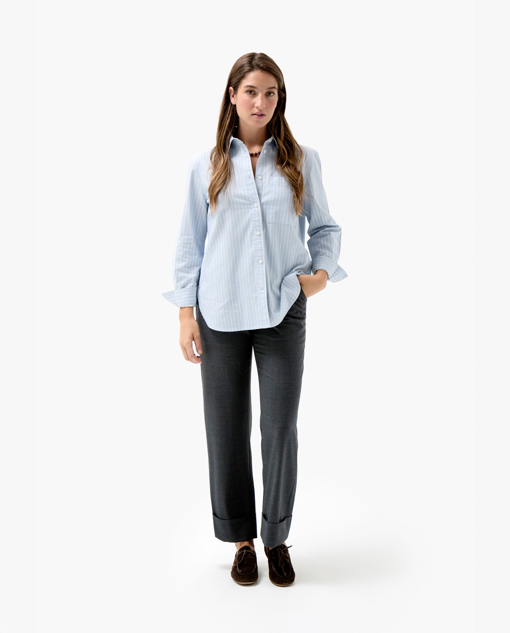 Imagem 0 de Camisa Às Riscas de Algodão Claire