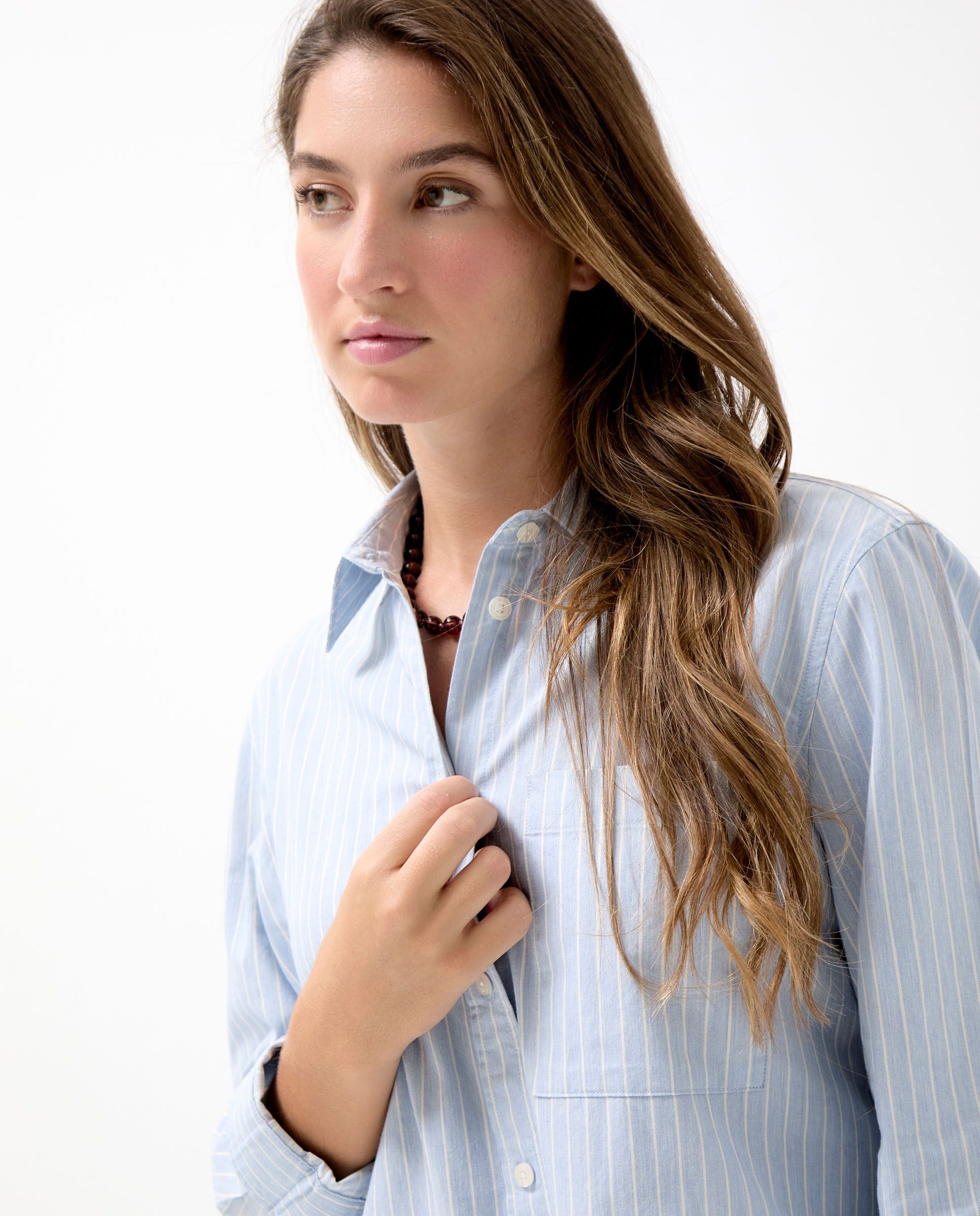 Camisa Às Riscas de Algodão Claire Azul-2