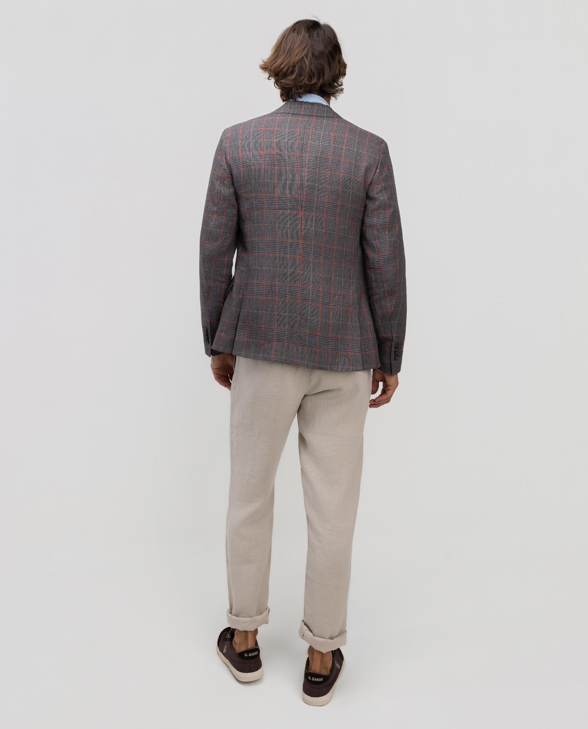 Blazer de Linho Aos Quadrados Gales Cinzento-4