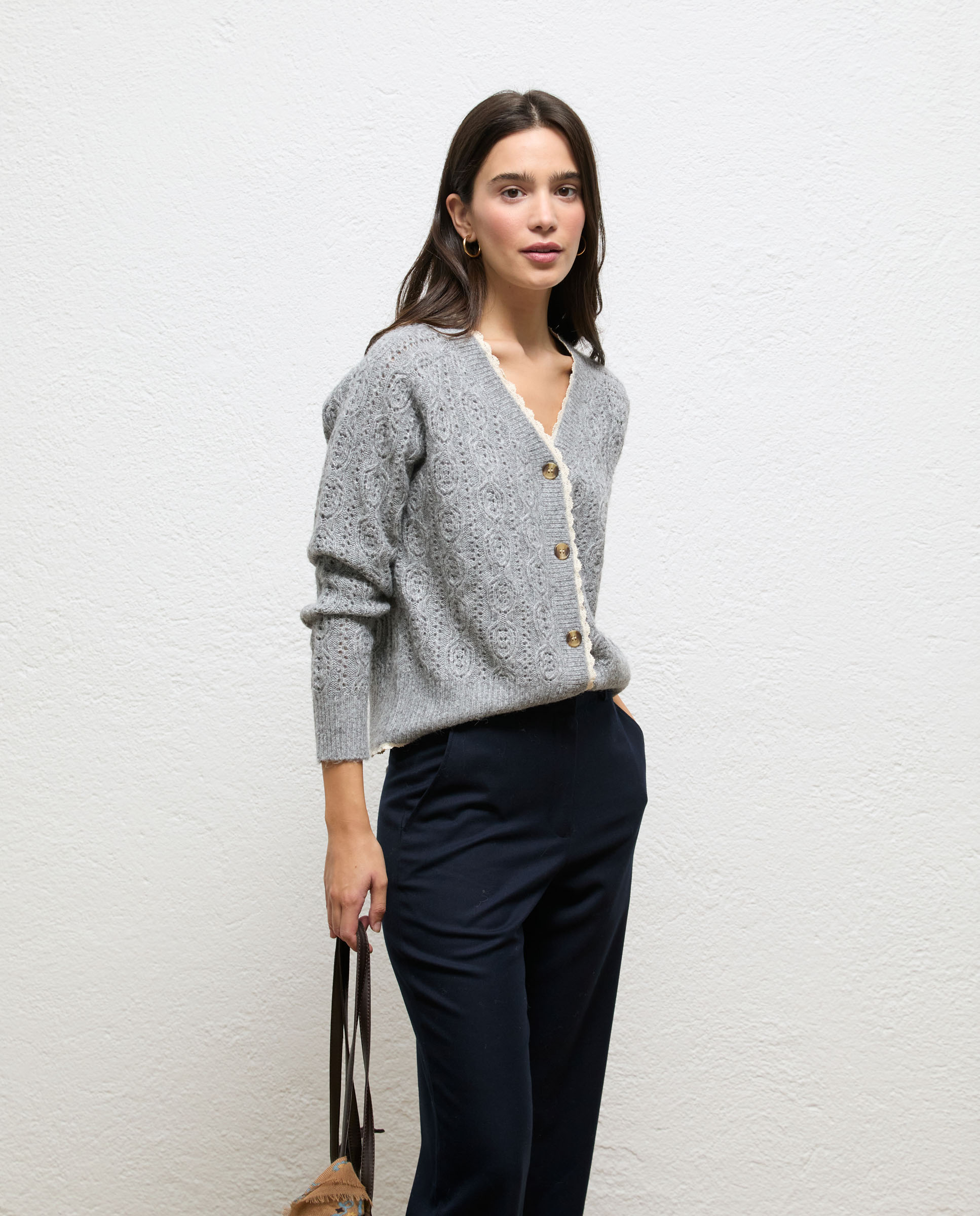 Cardigan com Estrutura Mariola Cinzento-3