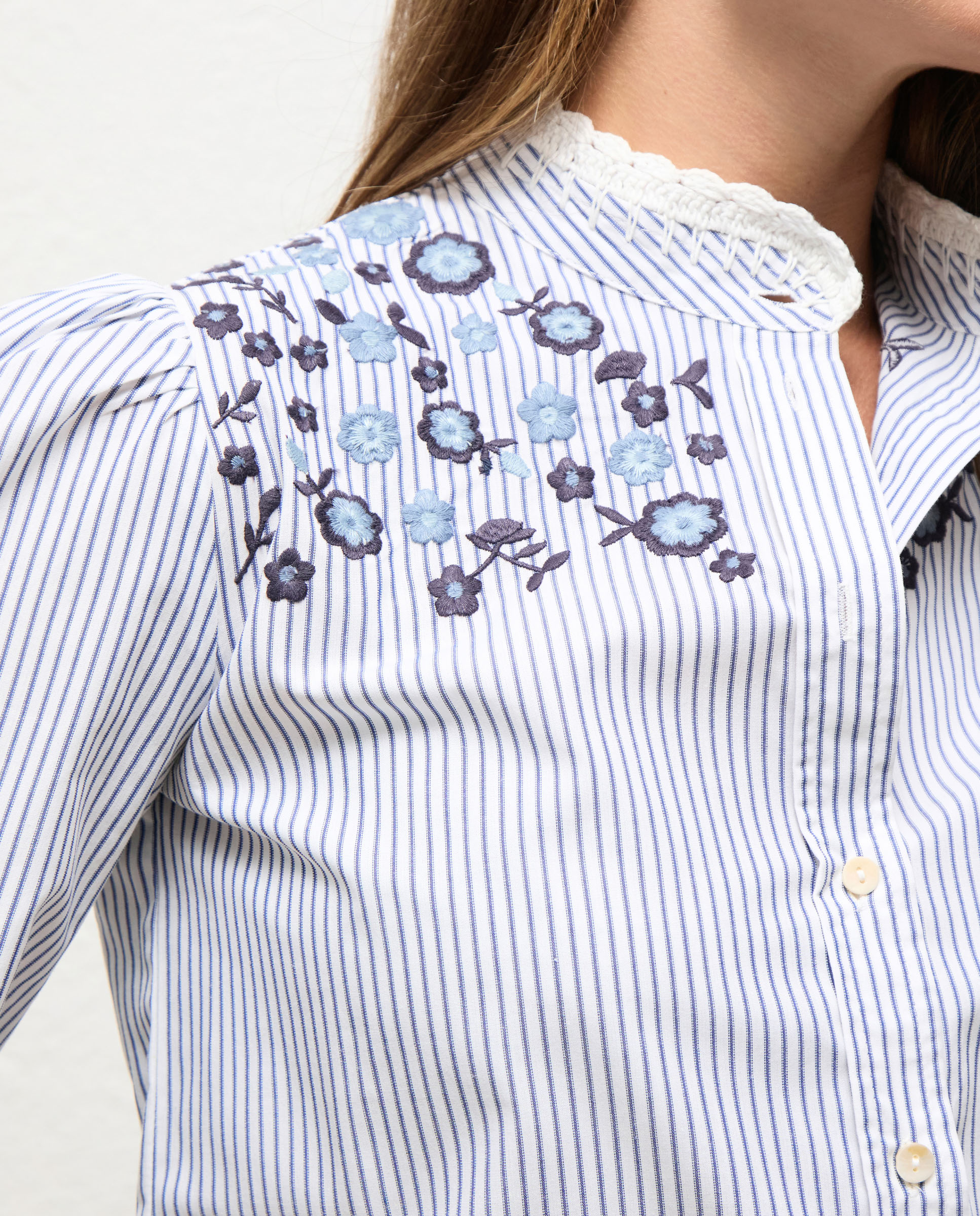 Camisa de Algodão Às Riscas Matilda Azul-3