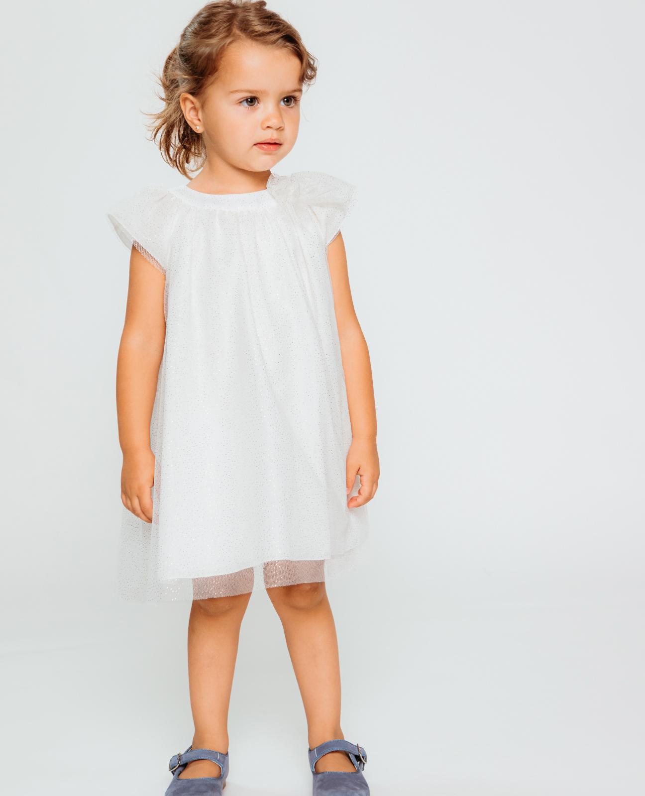 Vestido para Bebé de Tule com Glitter Branco-3