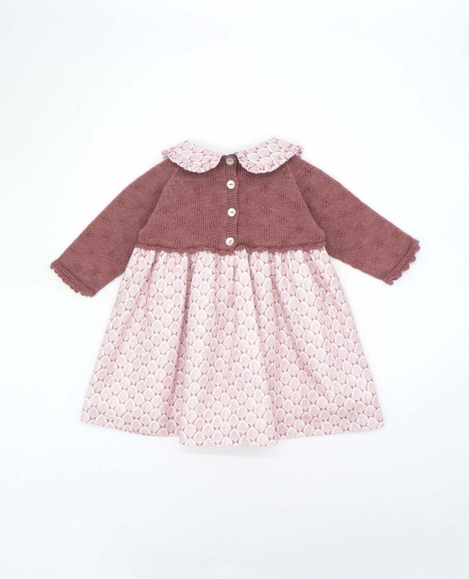 Vestido para Bebé Combinado com Detalhe de Pompom em Malva Lilás-2