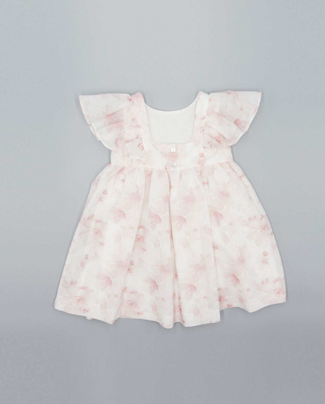 Vestido Infantil Estampado com Folhos Salmão-2