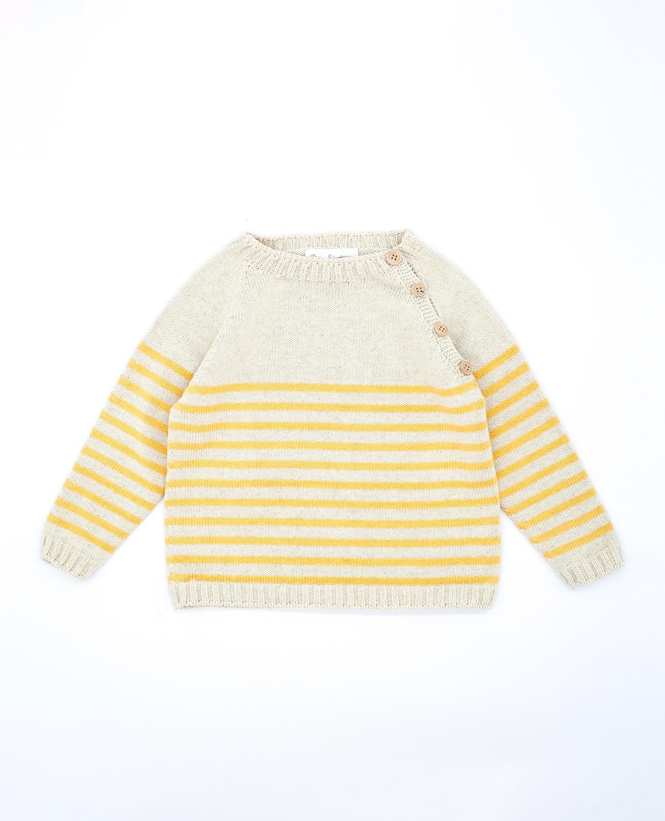 Camisola para Bebé Às Riscas com Abertura Lateral Amarelo-1