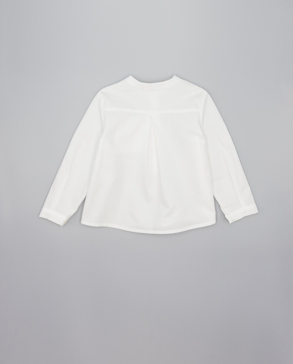 Camisa Infantil de Algodão com Bolso no Peito Branco-2