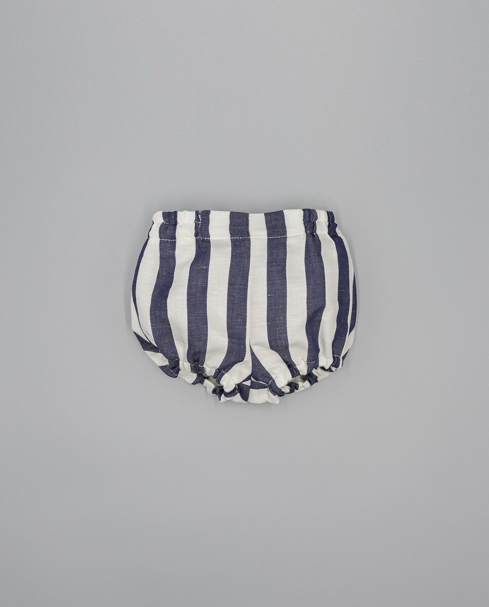 Calções para Bebé com Estampado às Riscas Azul-marinho-1