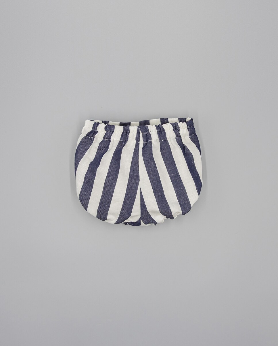 Calções para Bebé com Estampado às Riscas Azul-marinho-2