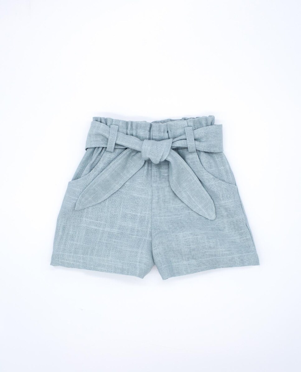 Short com Cinto Do Mesmo Tecido Verde Água-1
