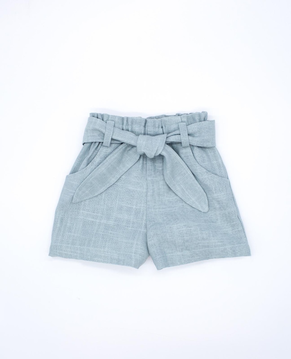 Short com Cinto Do Mesmo Tecido Verde Água-1