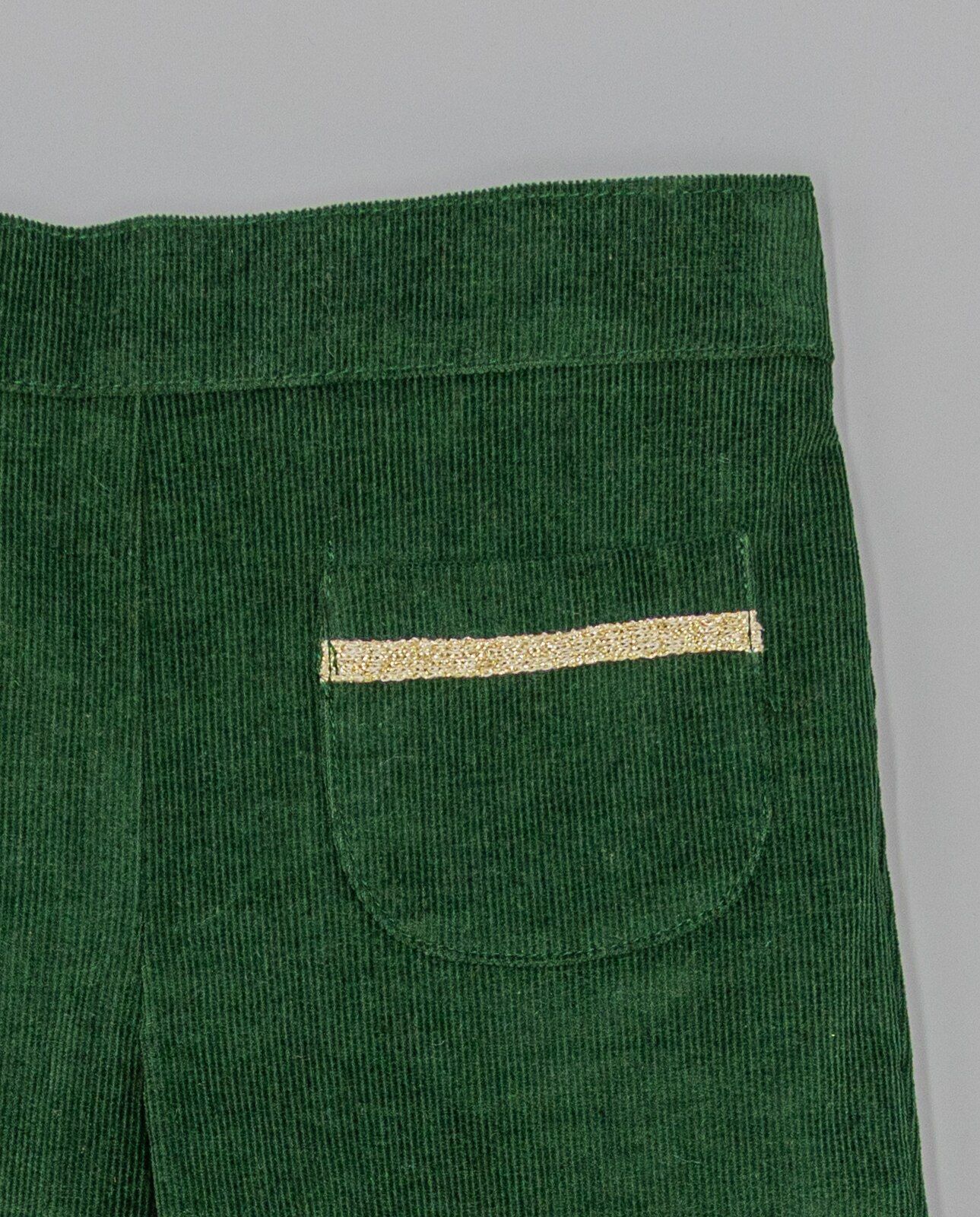 Calças Infantil de Algodão Verde-4