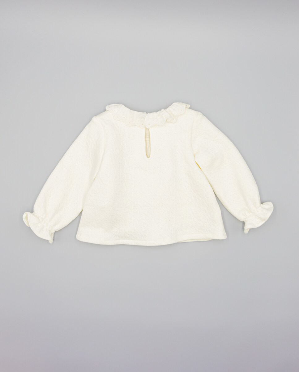 Camisola para Bebé com Bolsos e Laço Branco-3