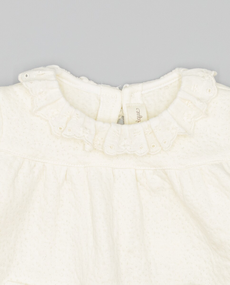 Camisola para Bebé com Bolsos e Laço Branco-4