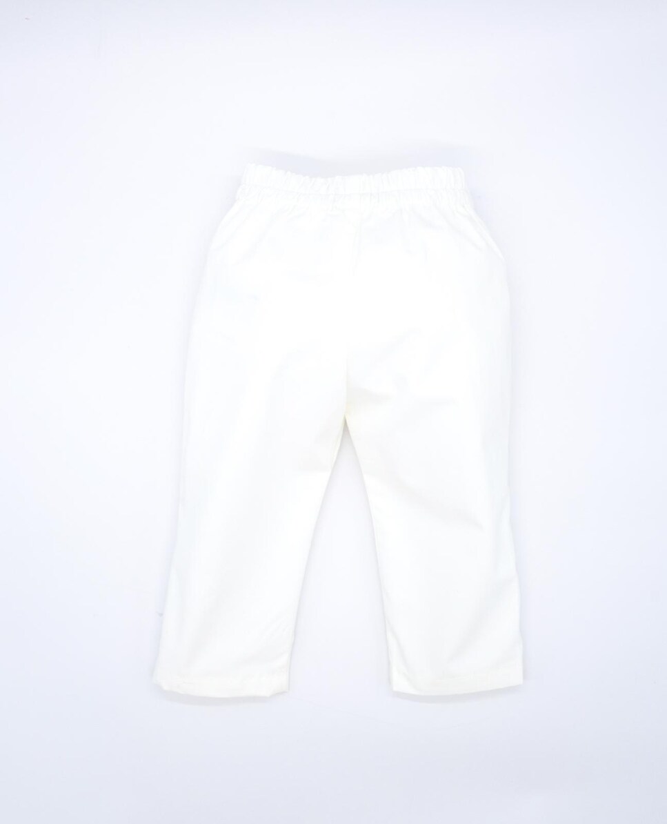 Calças de Algodão de Bebé com Cintura Elástica Branco-2