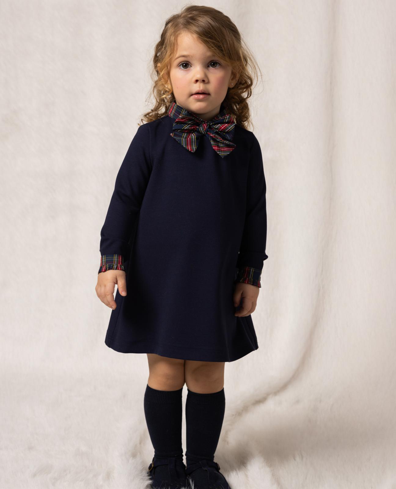 Imagem 0 de Vestido Infantil de Malha Roma Azul e Laço