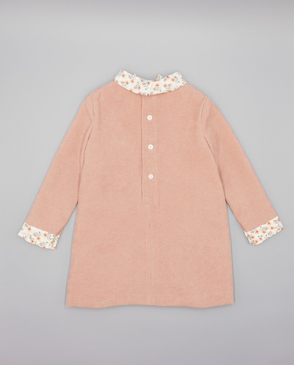 Vestido Infantil de Bombazina Rosa e Laço Rosa-3