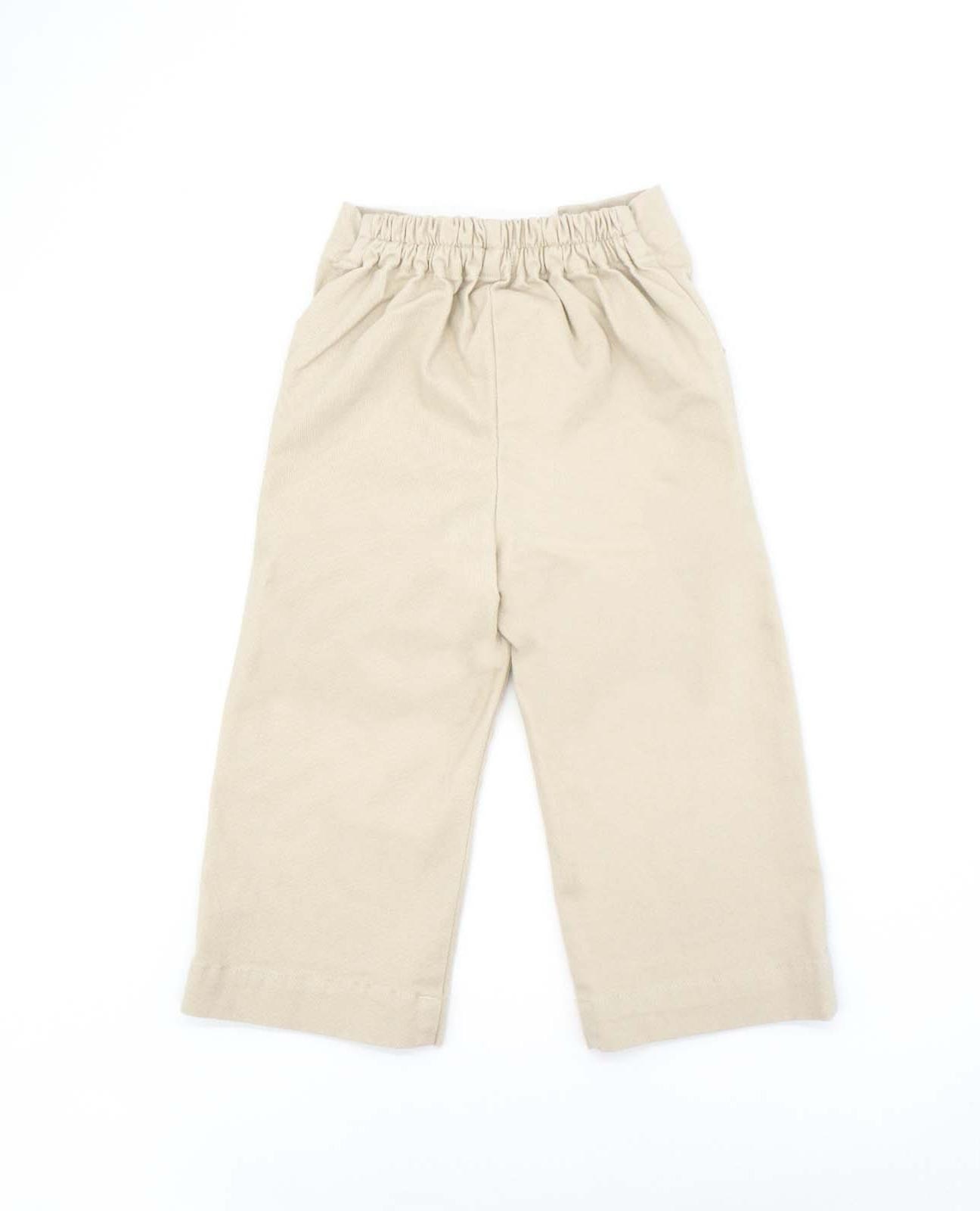 Calças Infantil de Algodão Bege-2