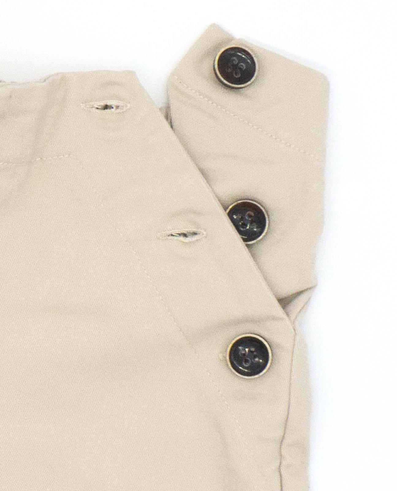 Calças Infantil de Algodão Bege-3