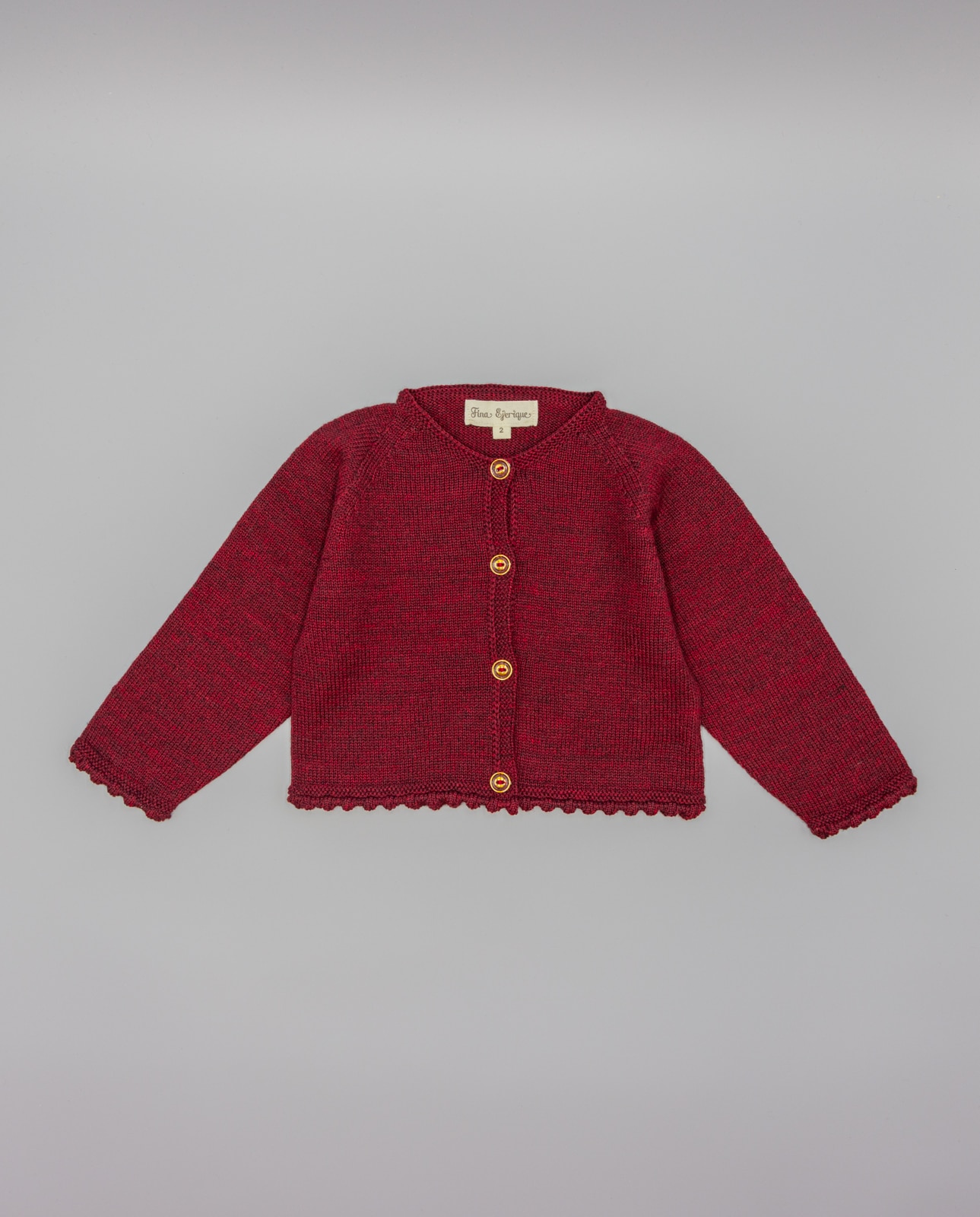 Casaco de Bebé de Tricot Grená-1