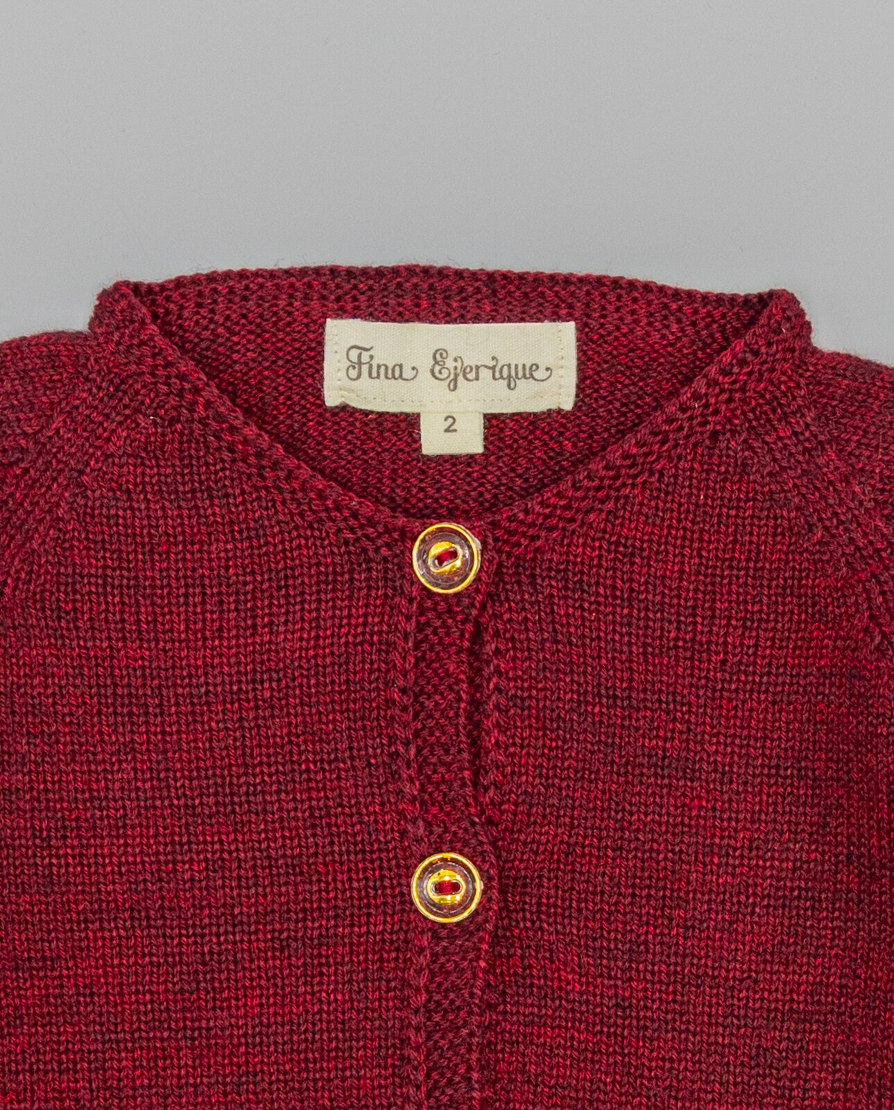 Casaco de Bebé de Tricot Grená-3