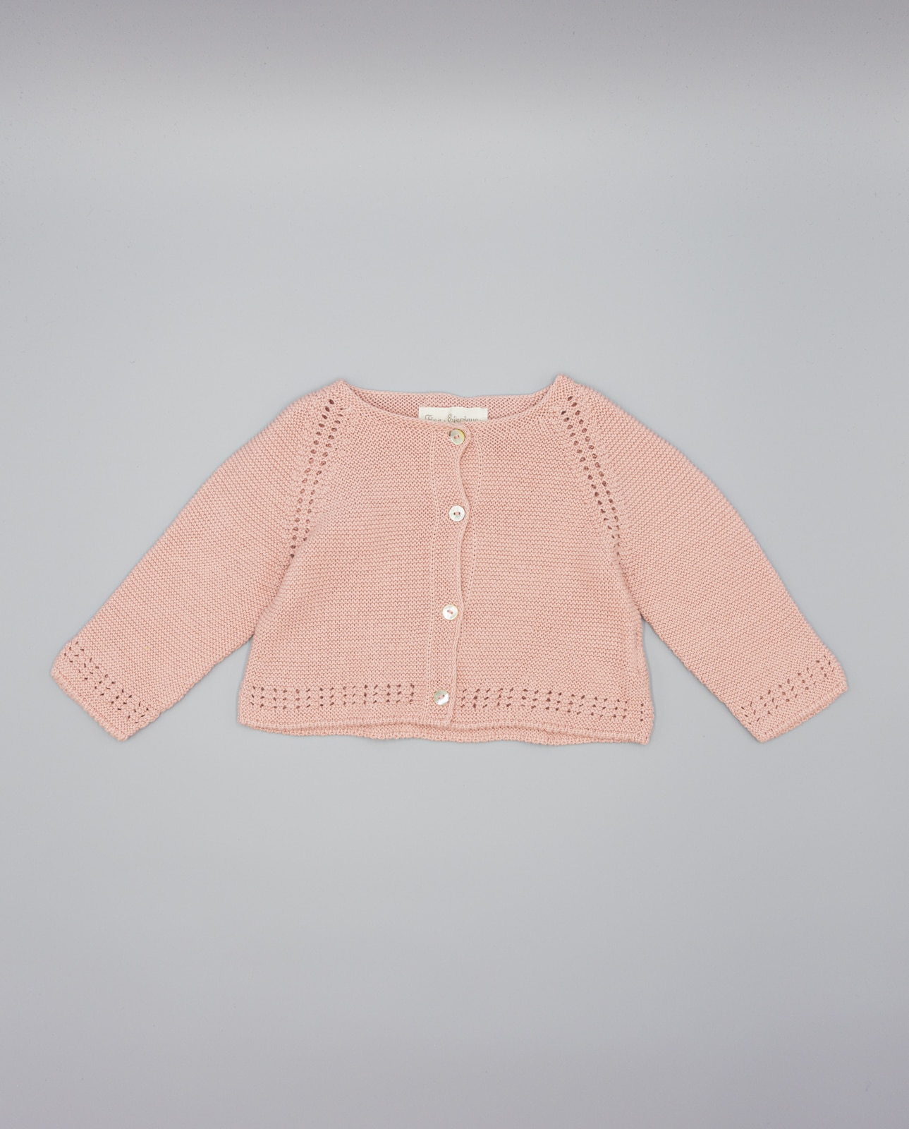 Casaco de Bebé de Tricot Rosa-1