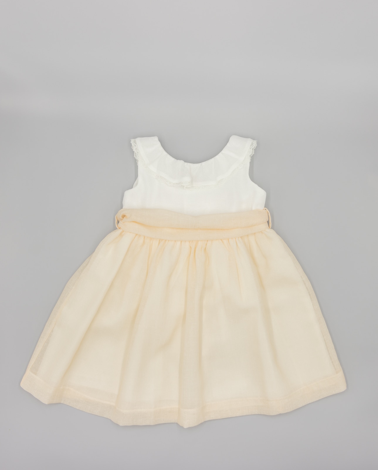 Vestido para Bebé em Gazar Combinado Cru-1