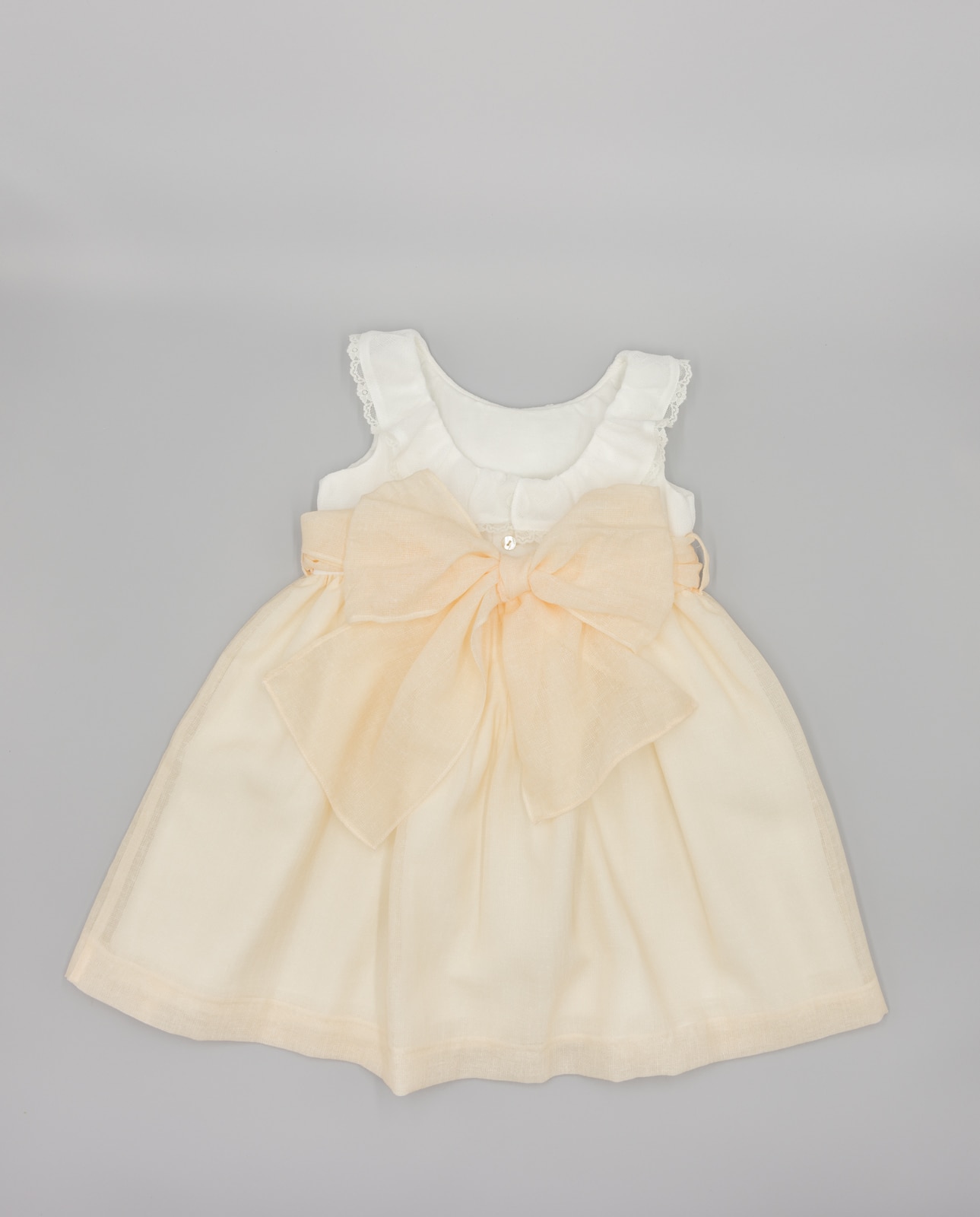 Vestido para Bebé em Gazar Combinado Cru-2