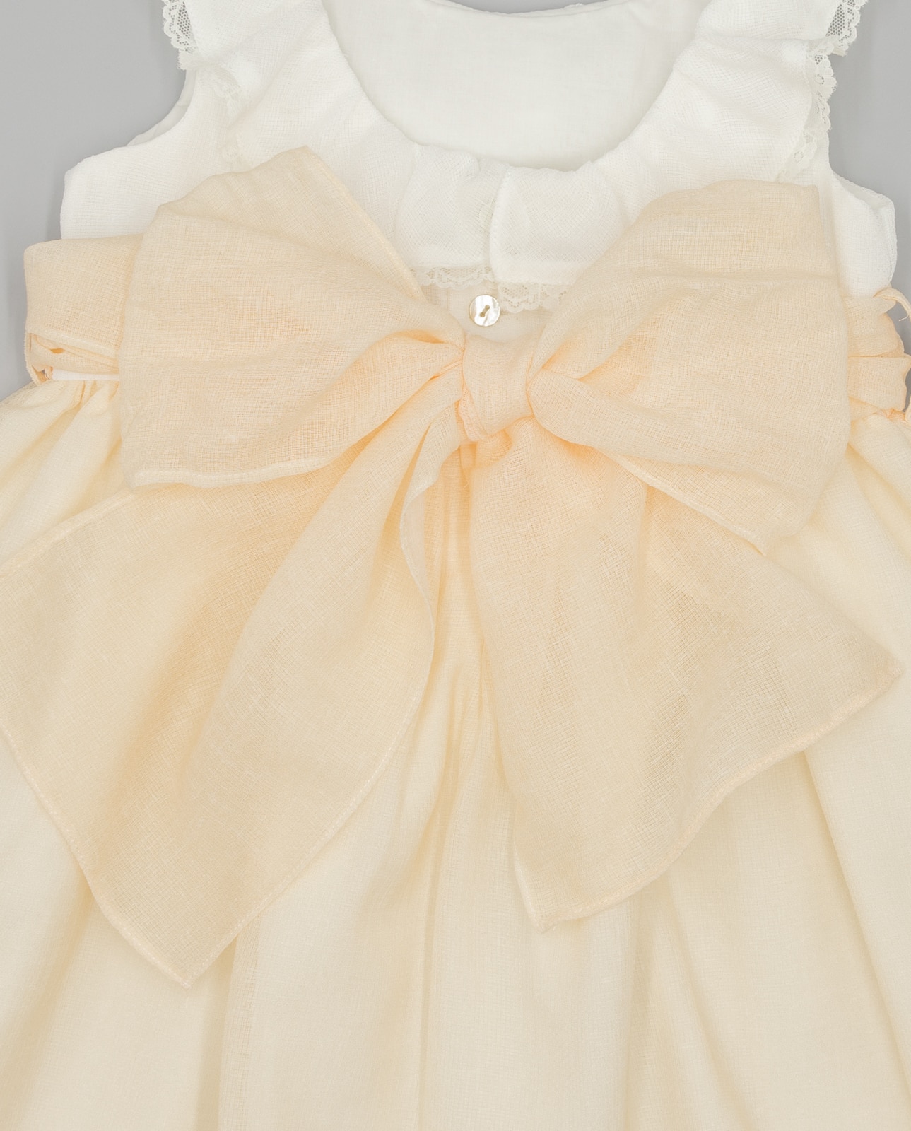 Vestido para Bebé em Gazar Combinado Cru-3