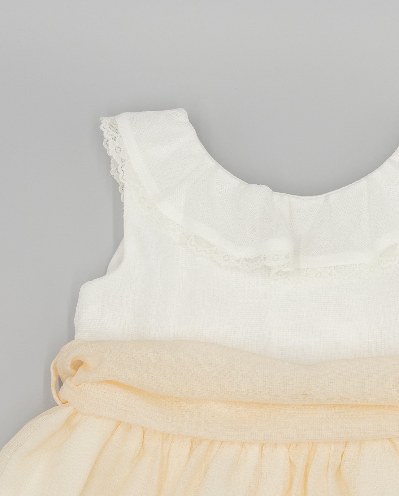 Vestido para Bebé em Gazar Combinado Cru-4