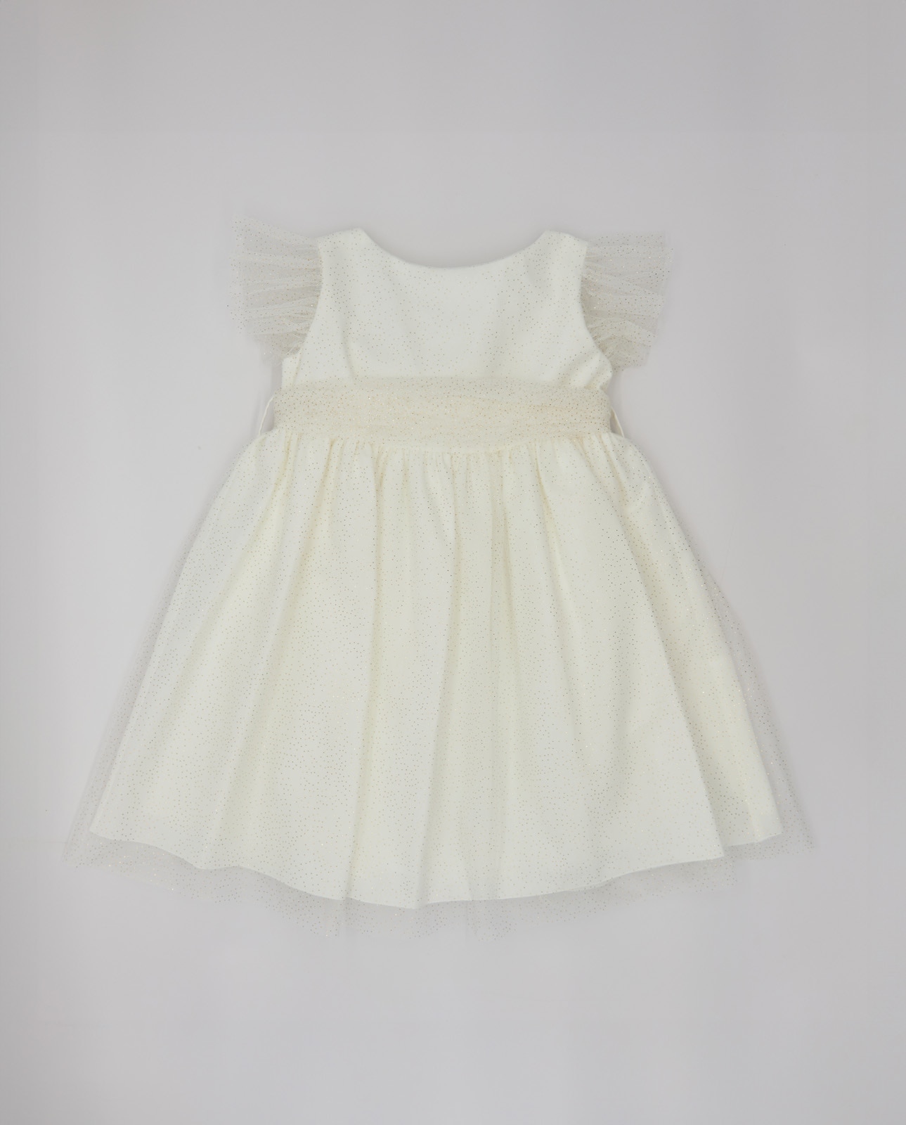 Vestido para Bebé em Tule com Chispitas Bordadas Fina Ejerique Branco-2
