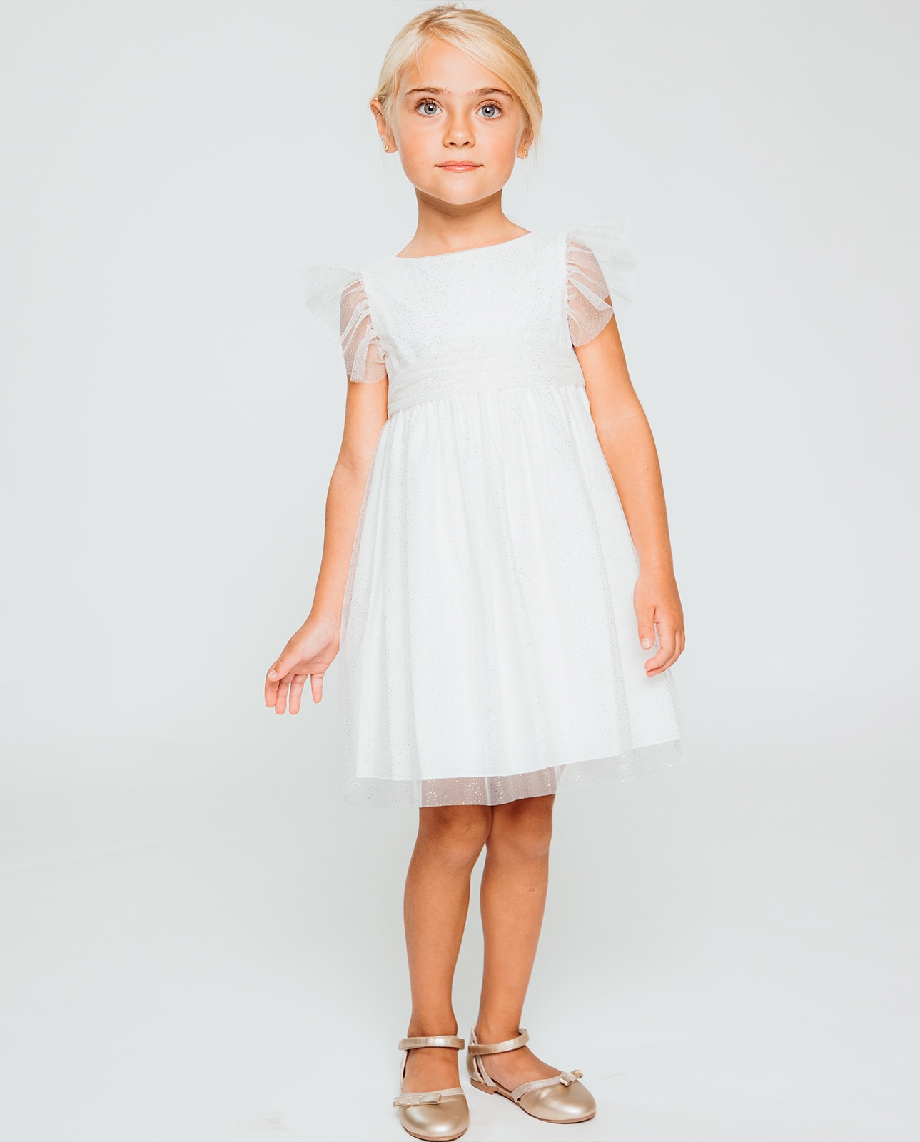 Imagem 0 de Vestido Infantil em Tule com Chispitas Bordadas